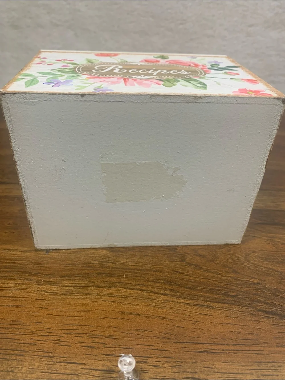 Vintage Wooden Cottagecore Grandma Recipe Box with Yellow Lid Blue/Green/Pink